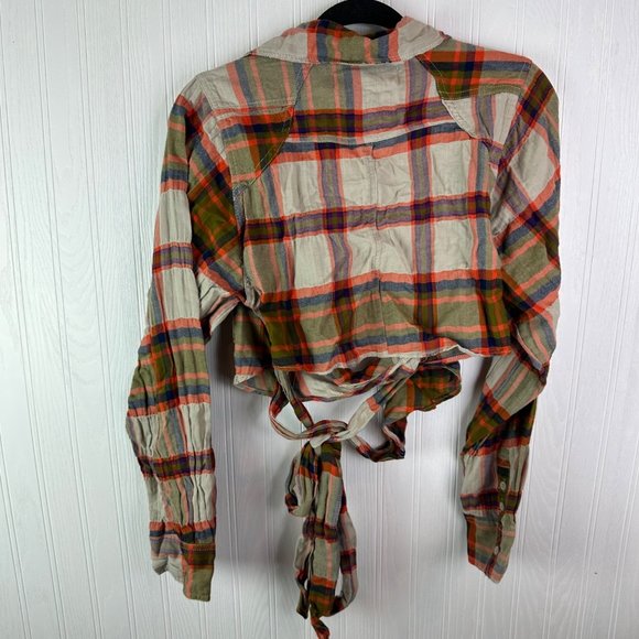 We The Free One Way Plaid Wrap Shirt By Free People Size Medium NWT - Picture 3 of 7